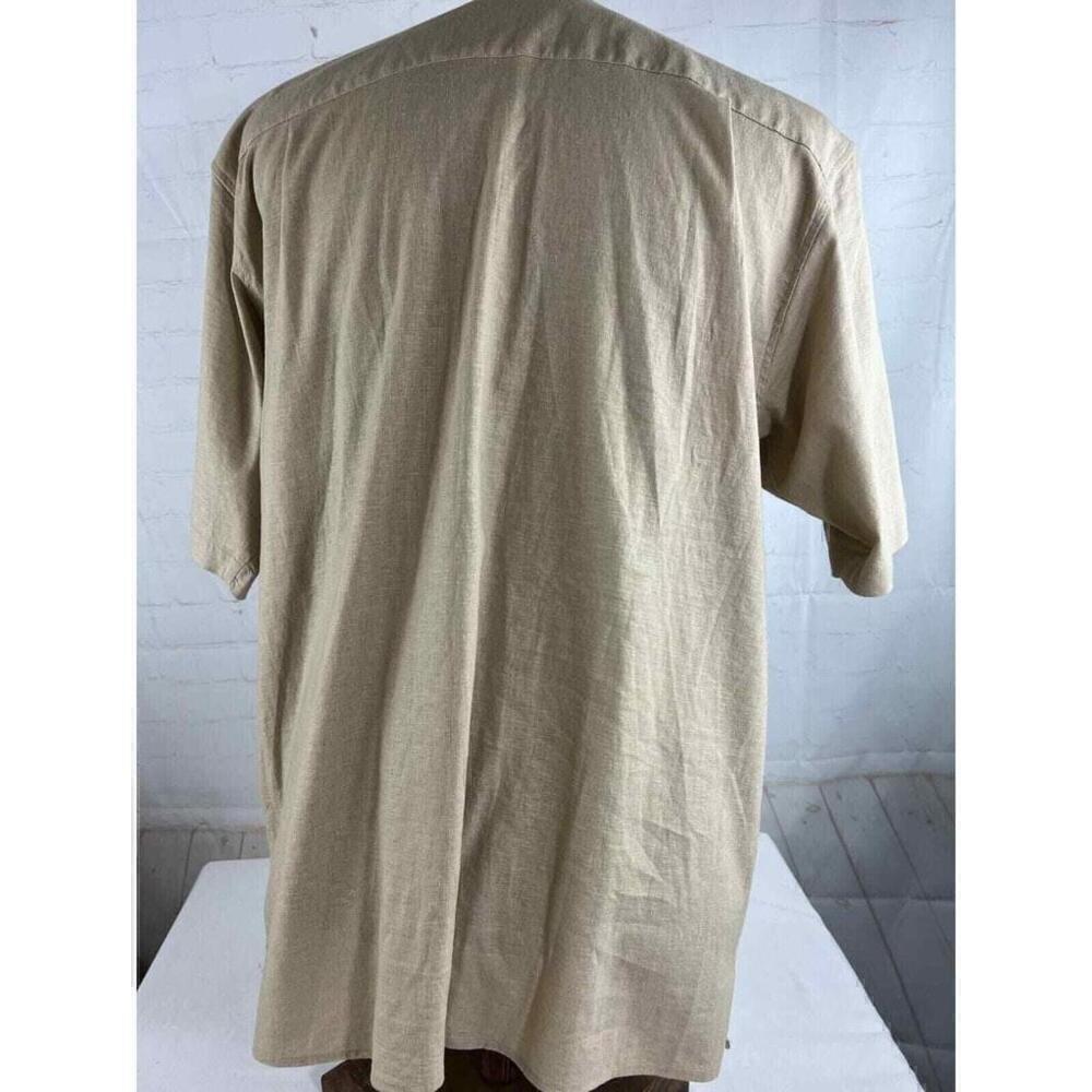 Men’s Domani Platinum Casual Button Down Shirt Size XL Tan/Beige Short Sleeve - Picture 2 of 4